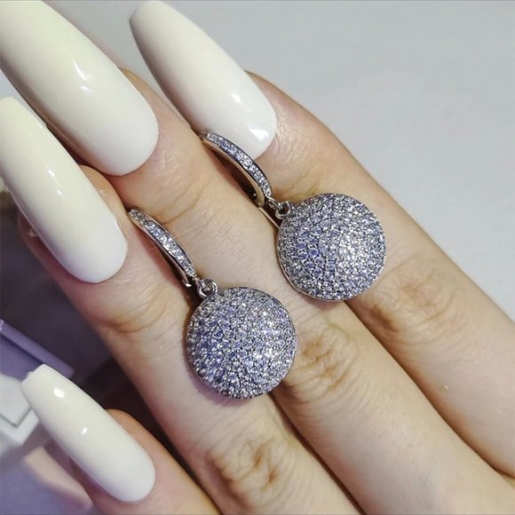 NEW S925 STERLING SILVER DIAMOND DROP EARRINGS - Picture 2 of 7